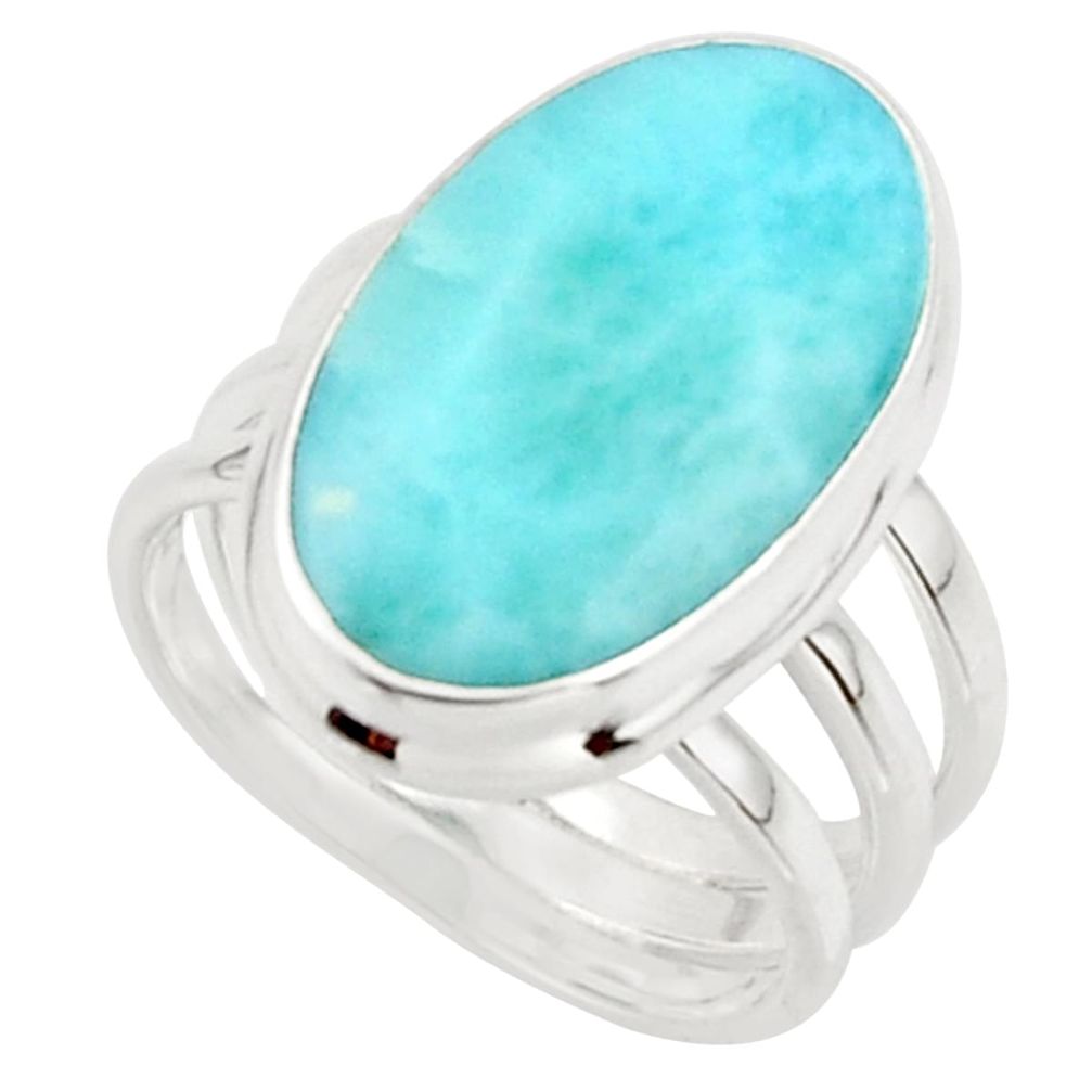9.83cts natural blue larimar 925 sterling silver ring jewelry size 6 r43627
