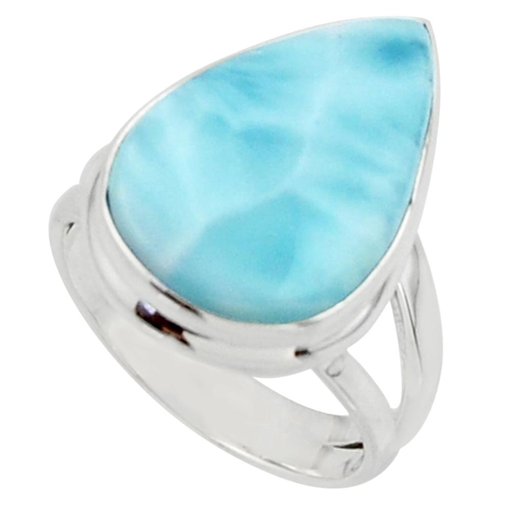 9.61cts natural blue larimar 925 sterling silver ring jewelry size 6 r43635
