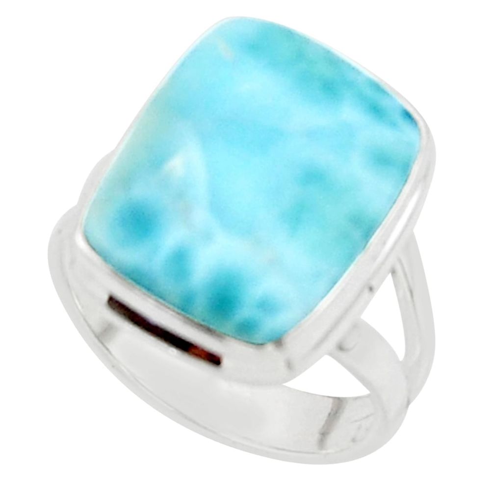 9.11cts natural blue larimar 925 sterling silver ring jewelry size 6 r43651