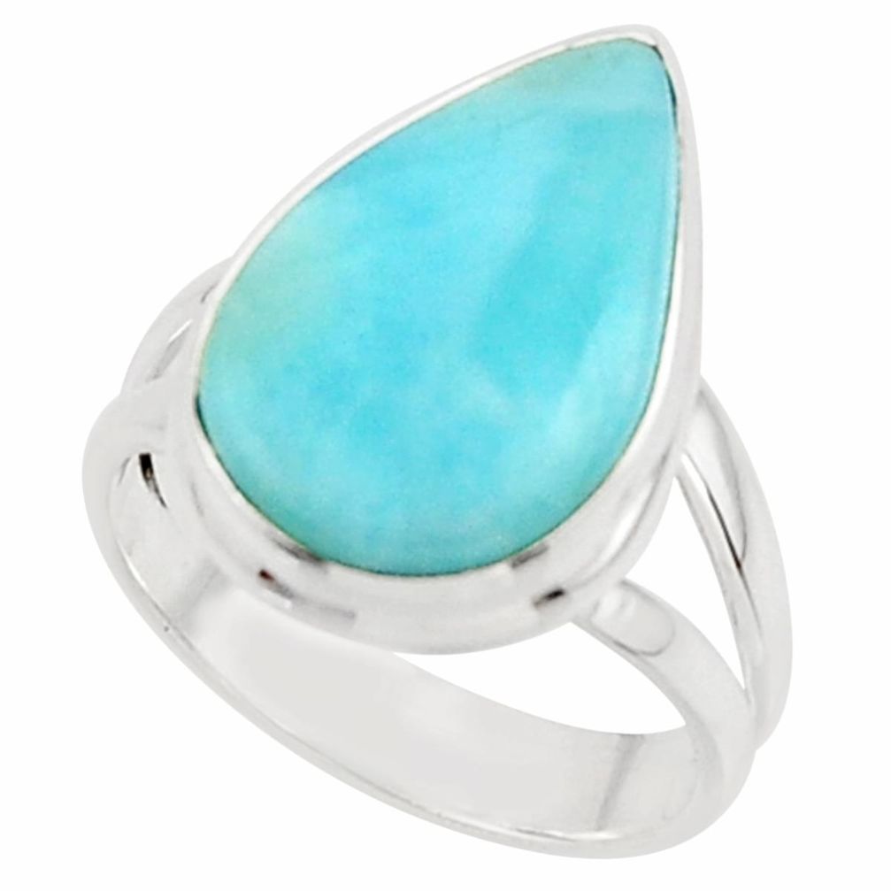 9.61cts natural blue larimar 925 sterling silver ring jewelry size 7 r43643