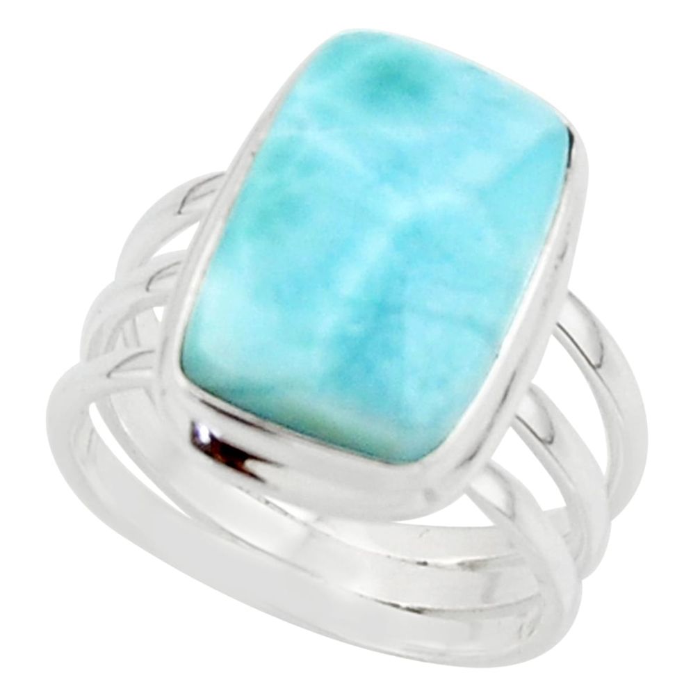 7.40cts natural blue larimar 925 sterling silver ring jewelry size 7 r43650