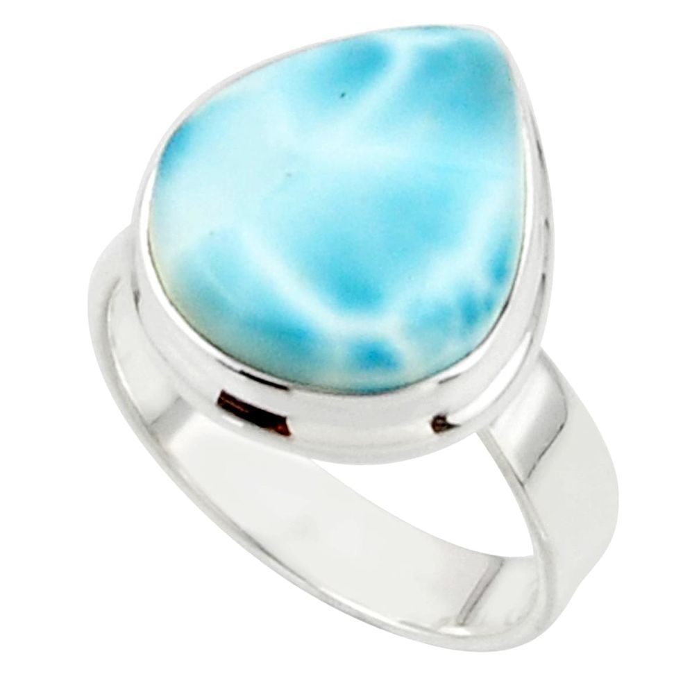 7.59cts natural blue larimar 925 sterling silver ring jewelry size 7 r44075