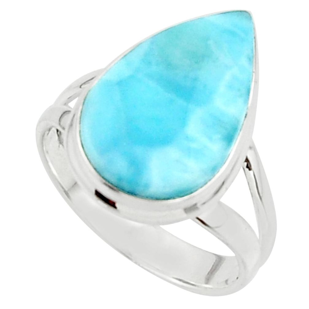 9.13cts natural blue larimar 925 sterling silver ring jewelry size 8 r43629