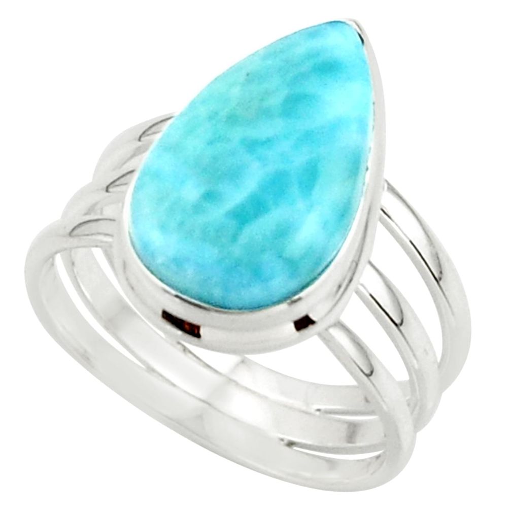 9.59cts natural blue larimar 925 sterling silver ring jewelry size 8 r43652