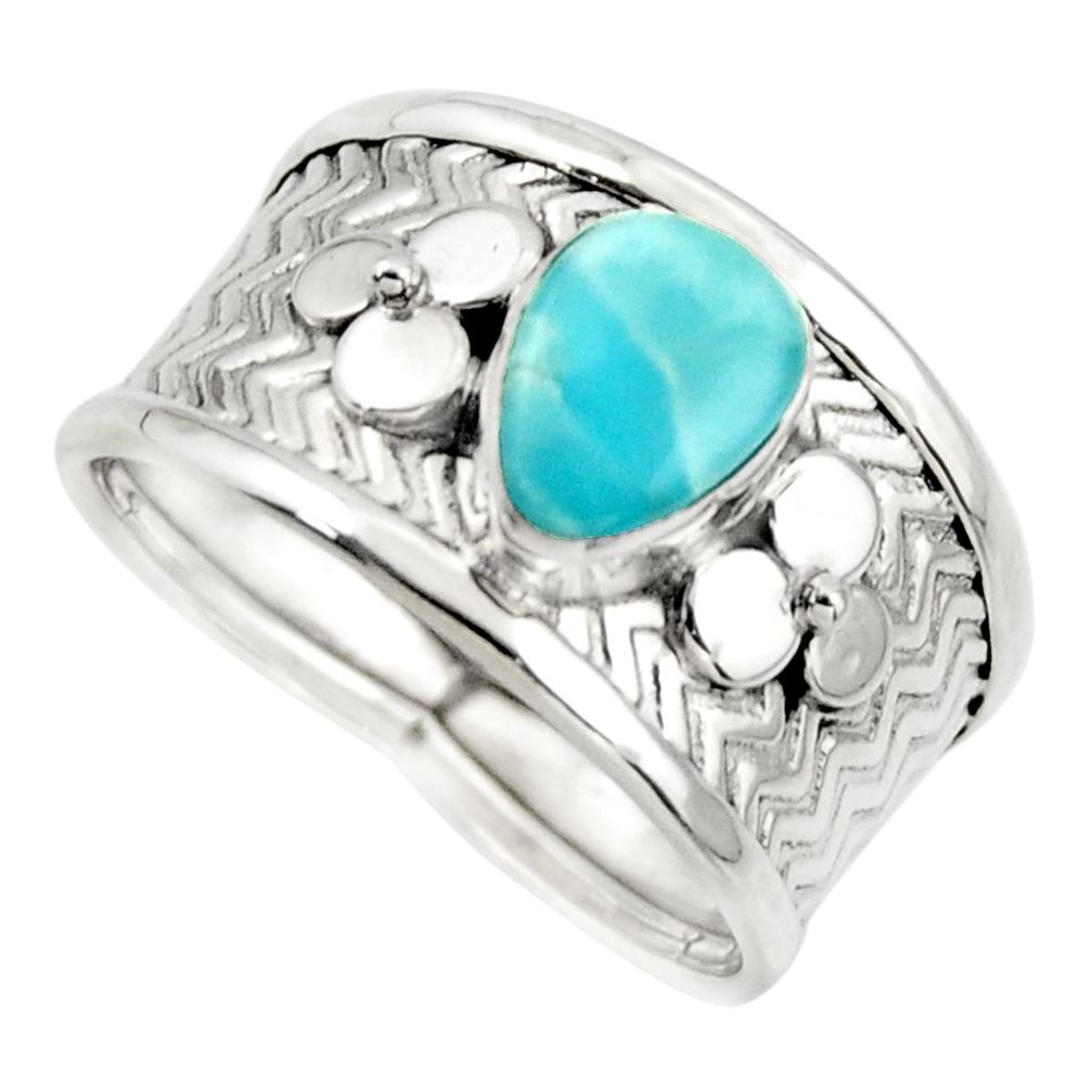 2.13cts natural blue larimar 925 sterling silver ring jewelry size 8 r44268