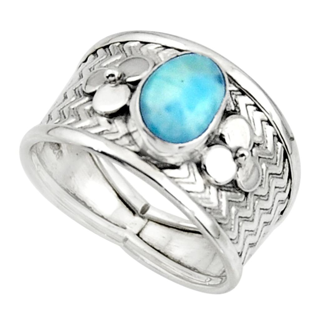 2.13cts natural blue larimar 925 sterling silver ring jewelry size 8 r44708