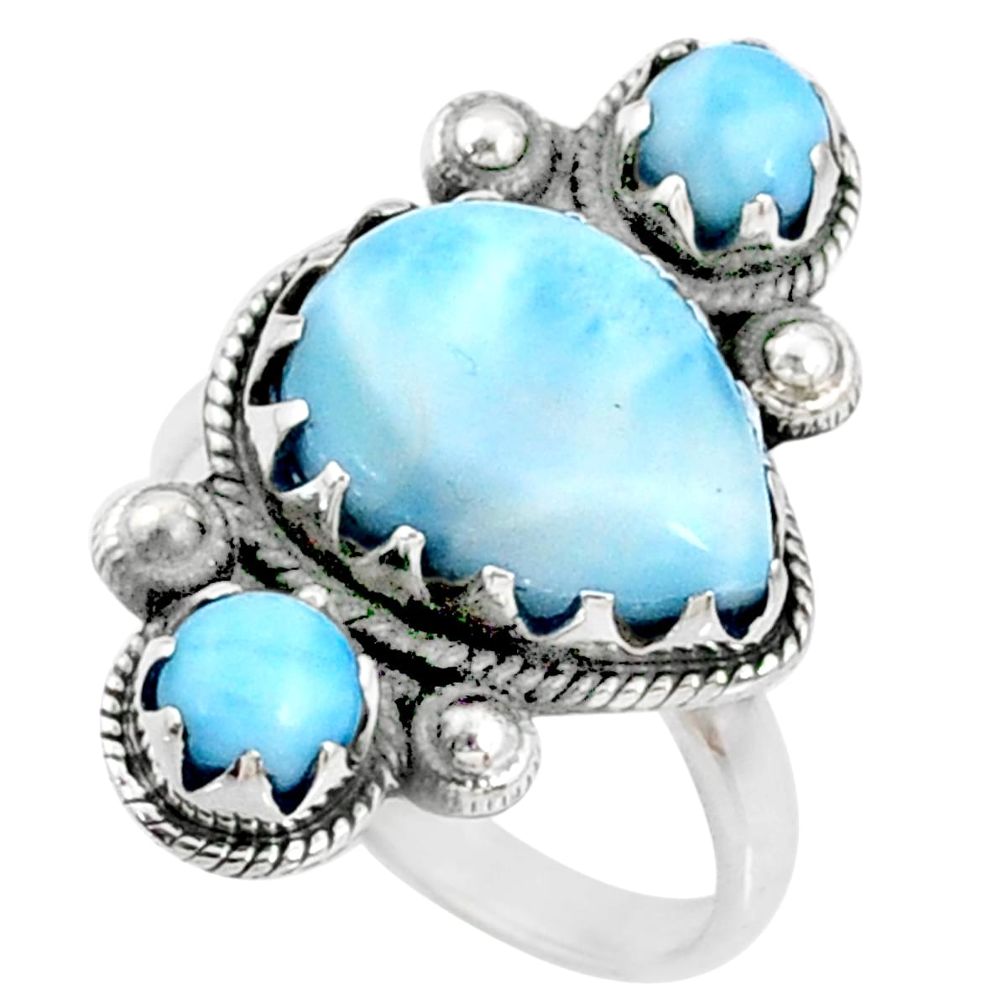 7.83cts natural blue larimar 925 sterling silver ring jewelry size 8 r67349