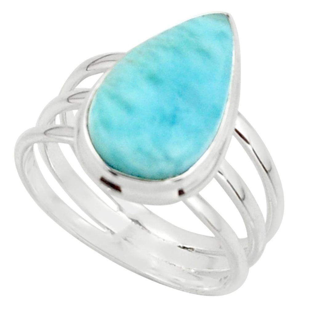 9.28cts natural blue larimar 925 sterling silver ring jewelry size 9 r43633