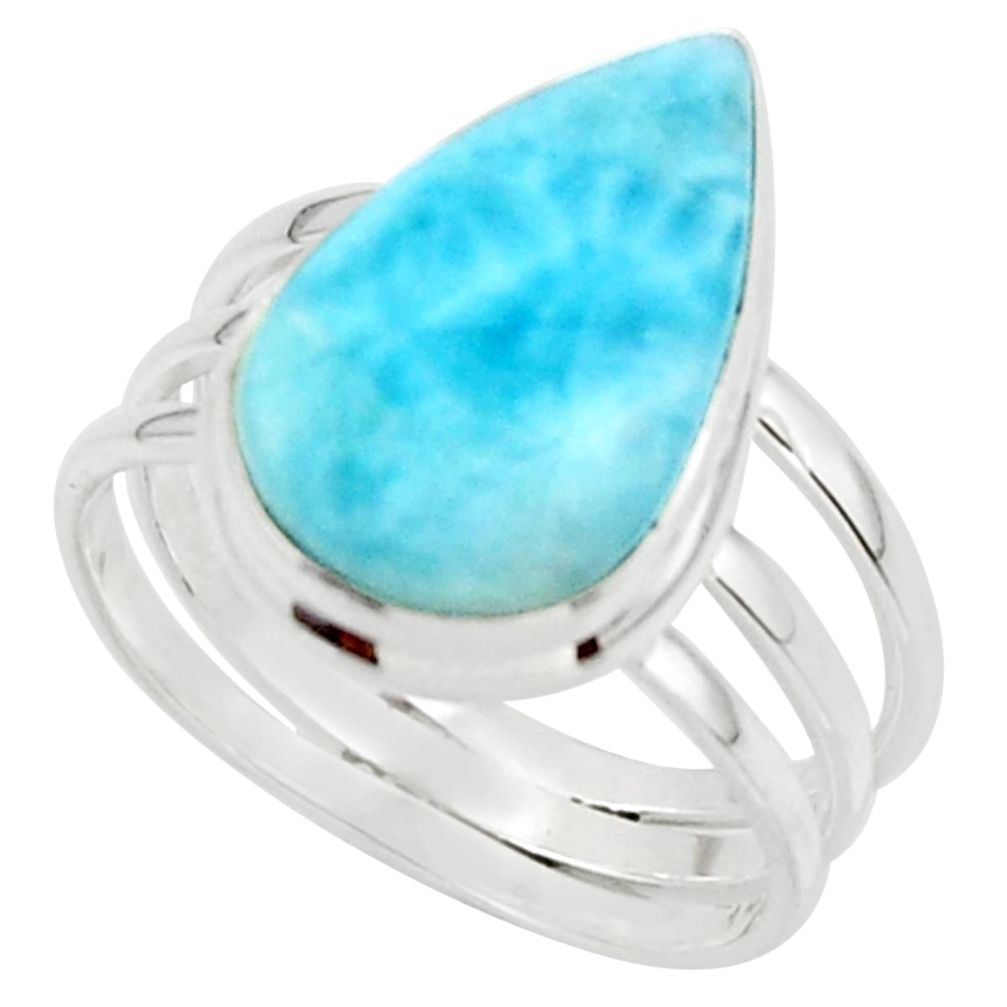 8.49cts natural blue larimar 925 sterling silver ring jewelry size 9 r43659