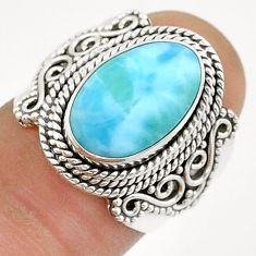 5.27cts natural blue larimar 925 sterling silver ring jewelry size 6.5 u88007