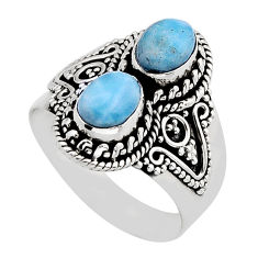 3.29cts natural blue larimar 925 sterling silver ring jewelry size 8.5 y79306