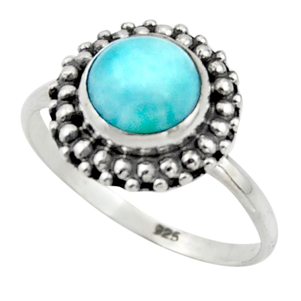 2.92cts natural blue larimar 925 sterling silver solitaire ring size 8.5 r41562