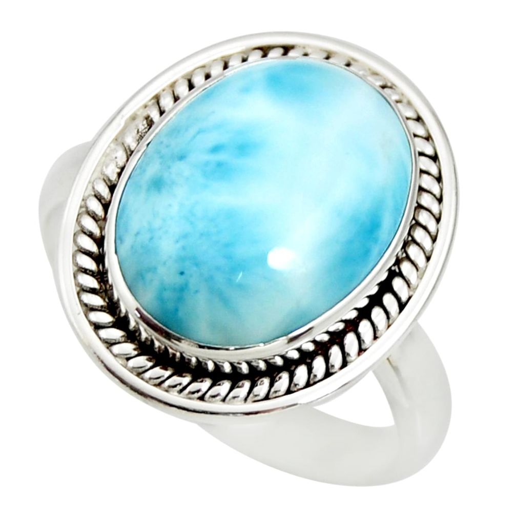 10.04cts natural blue larimar 925 sterling silver solitaire ring size 11 r26207