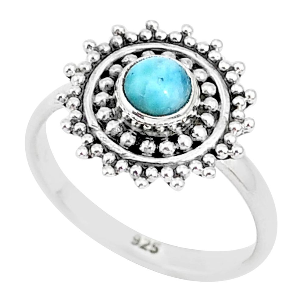 0.85cts natural blue larimar 925 sterling silver solitaire ring size 5 r93803