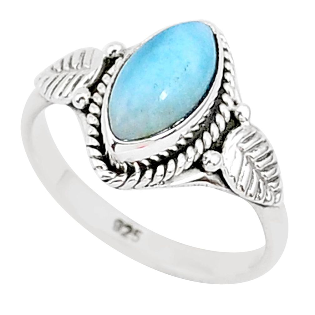 2.42cts natural blue larimar 925 sterling silver solitaire ring size 6 r93822