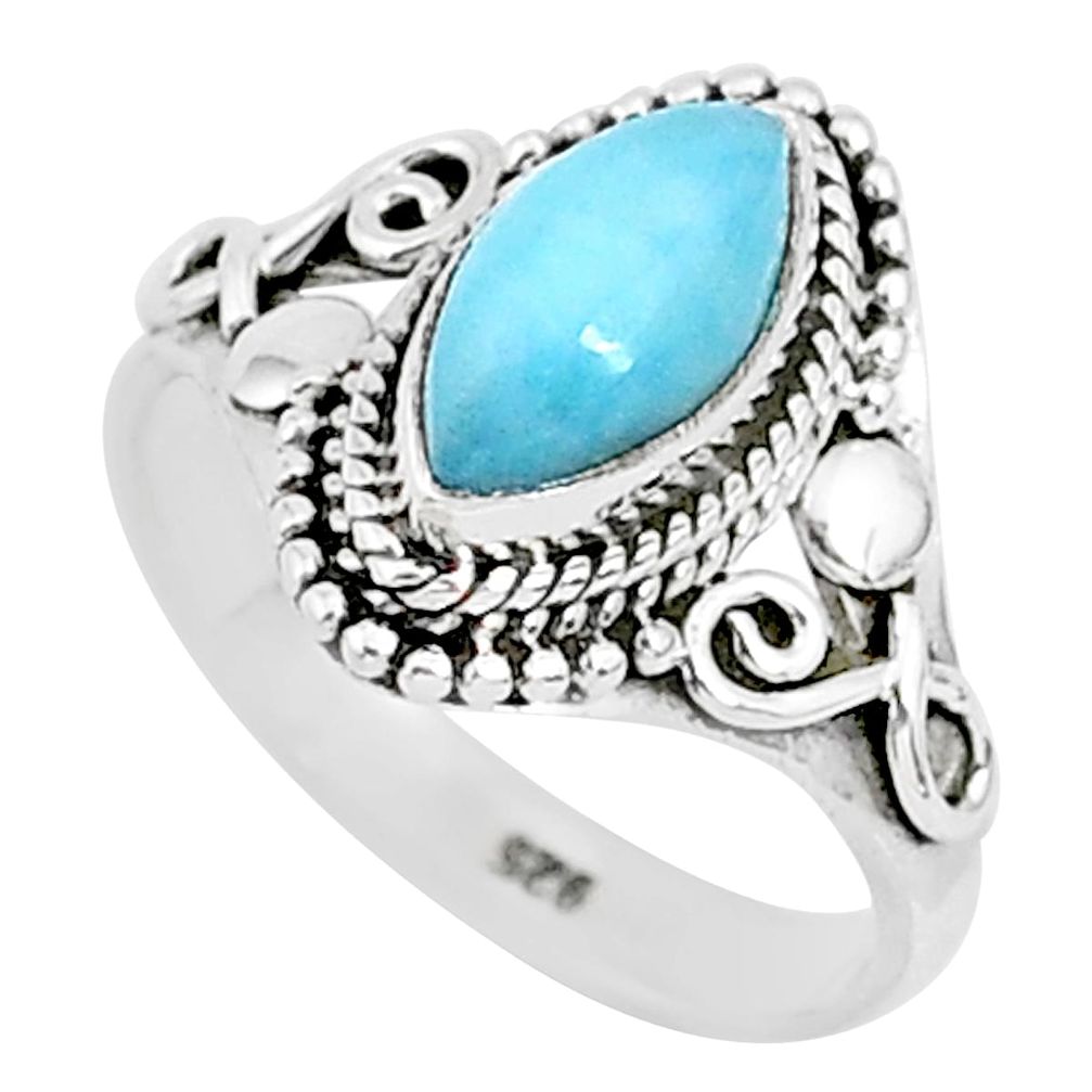 2.58cts natural blue larimar 925 sterling silver solitaire ring size 6 r93826
