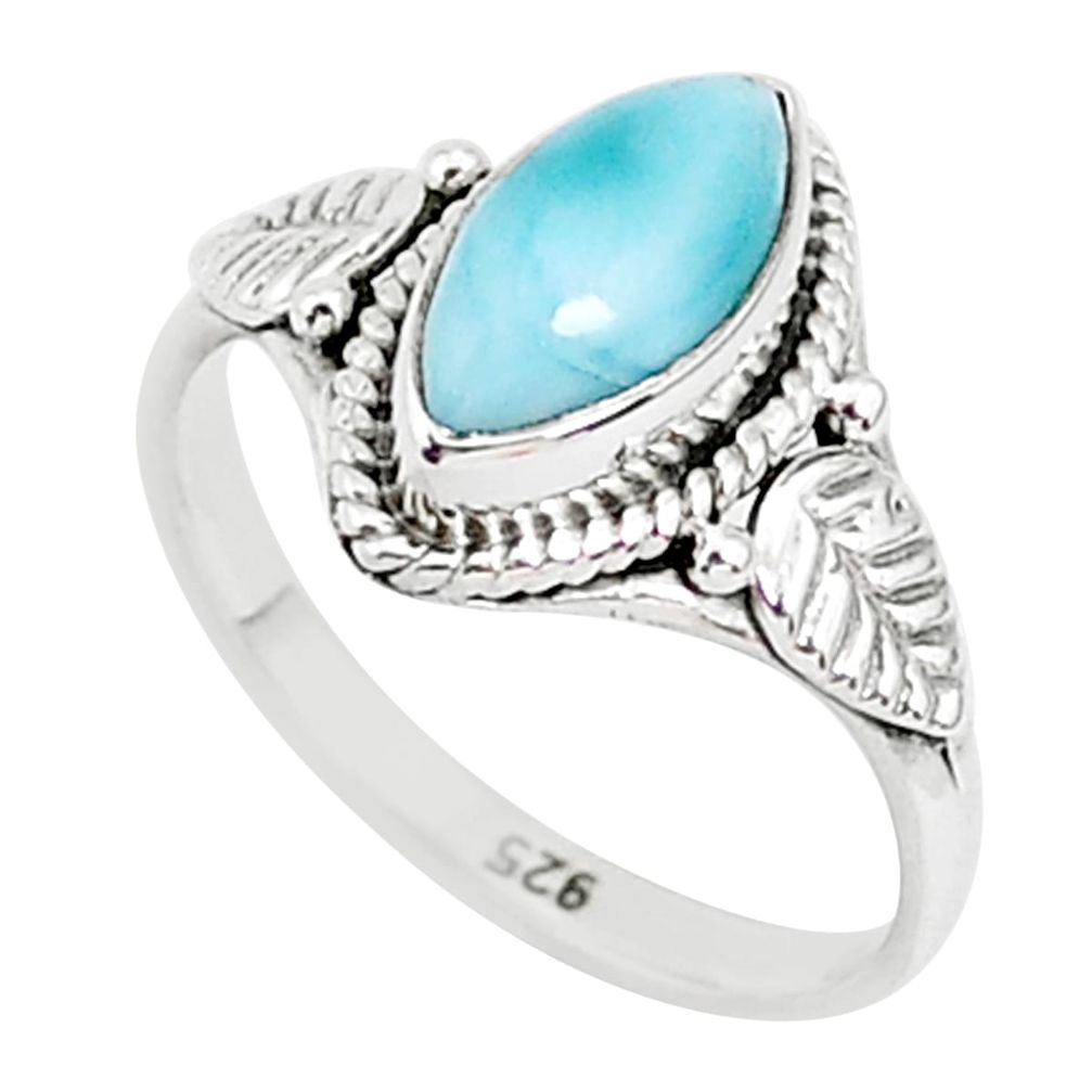 2.38cts natural blue larimar 925 sterling silver solitaire ring size 6 r93837
