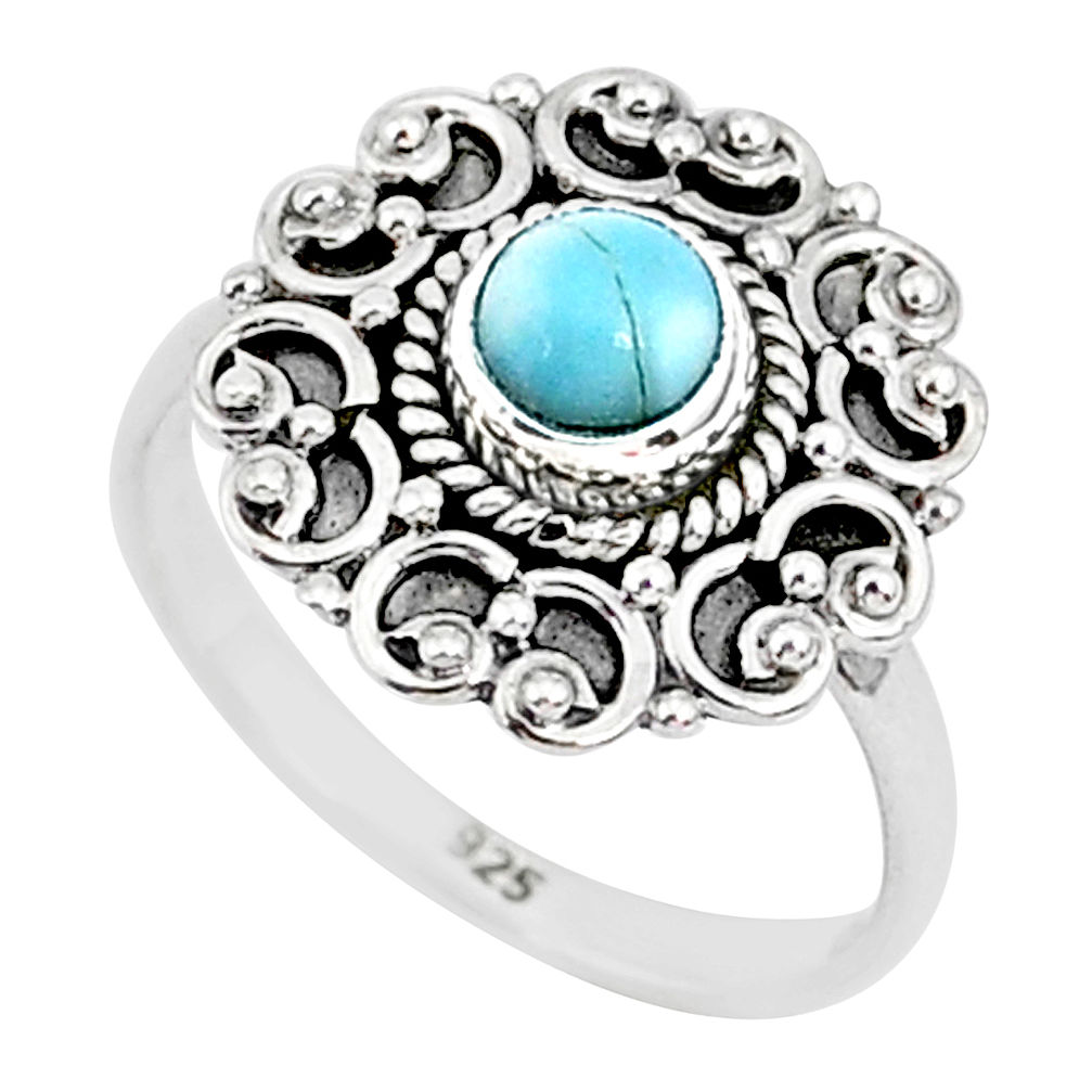 0.72cts natural blue larimar 925 sterling silver solitaire ring size 6 r93841