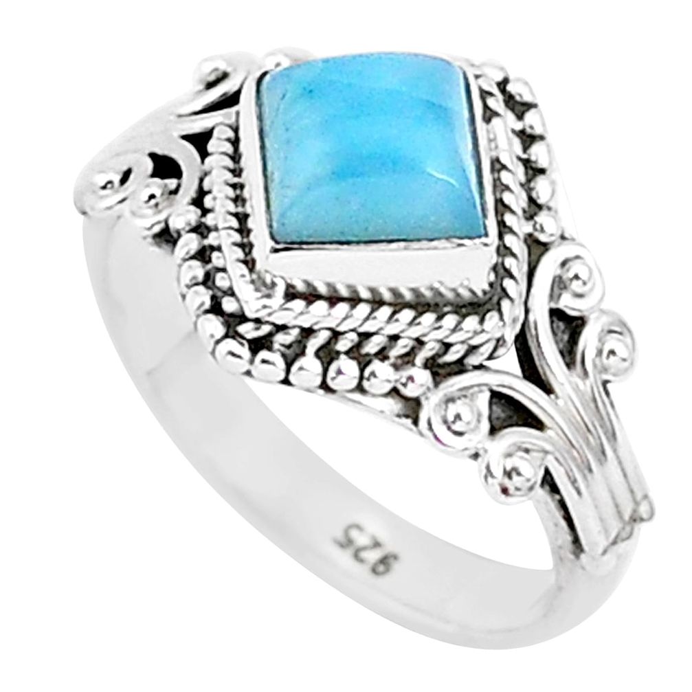 1.45cts natural blue larimar 925 sterling silver solitaire ring size 6 r93856