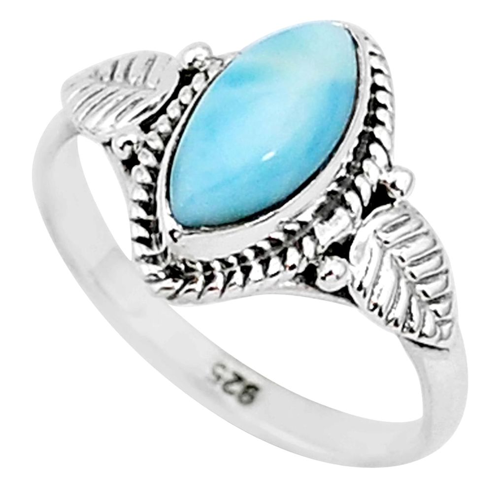 2.42cts natural blue larimar 925 sterling silver solitaire ring size 6 r93868