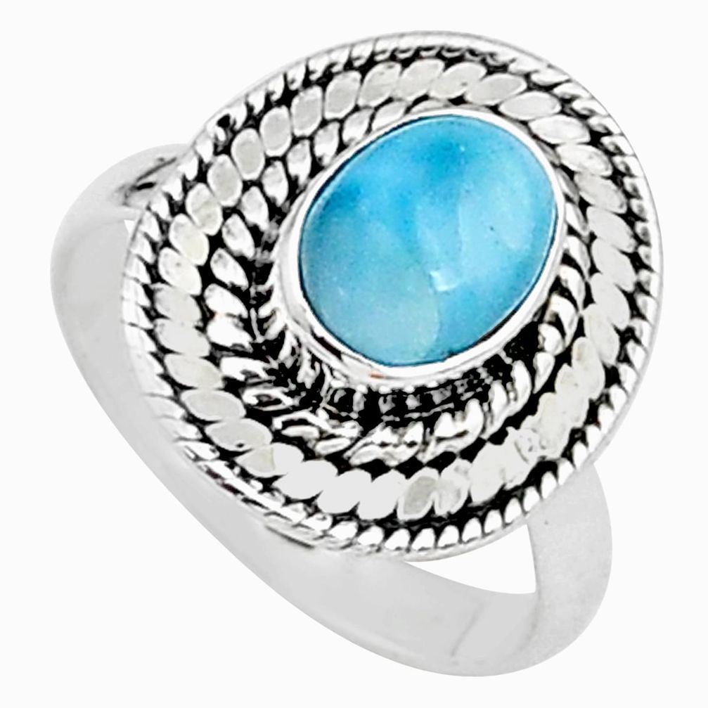 2.02cts natural blue larimar 925 sterling silver solitaire ring size 6 t15914