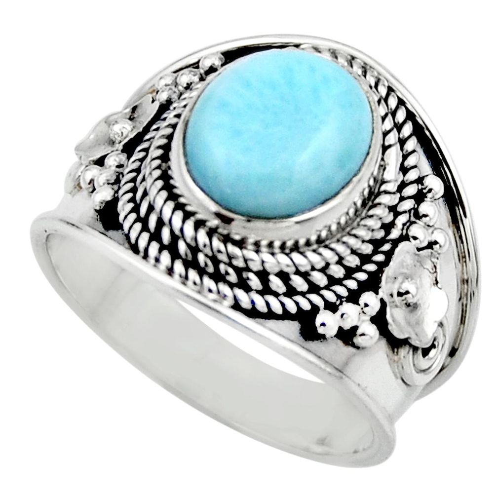 4.38cts natural blue larimar 925 sterling silver solitaire ring size 7 r52202