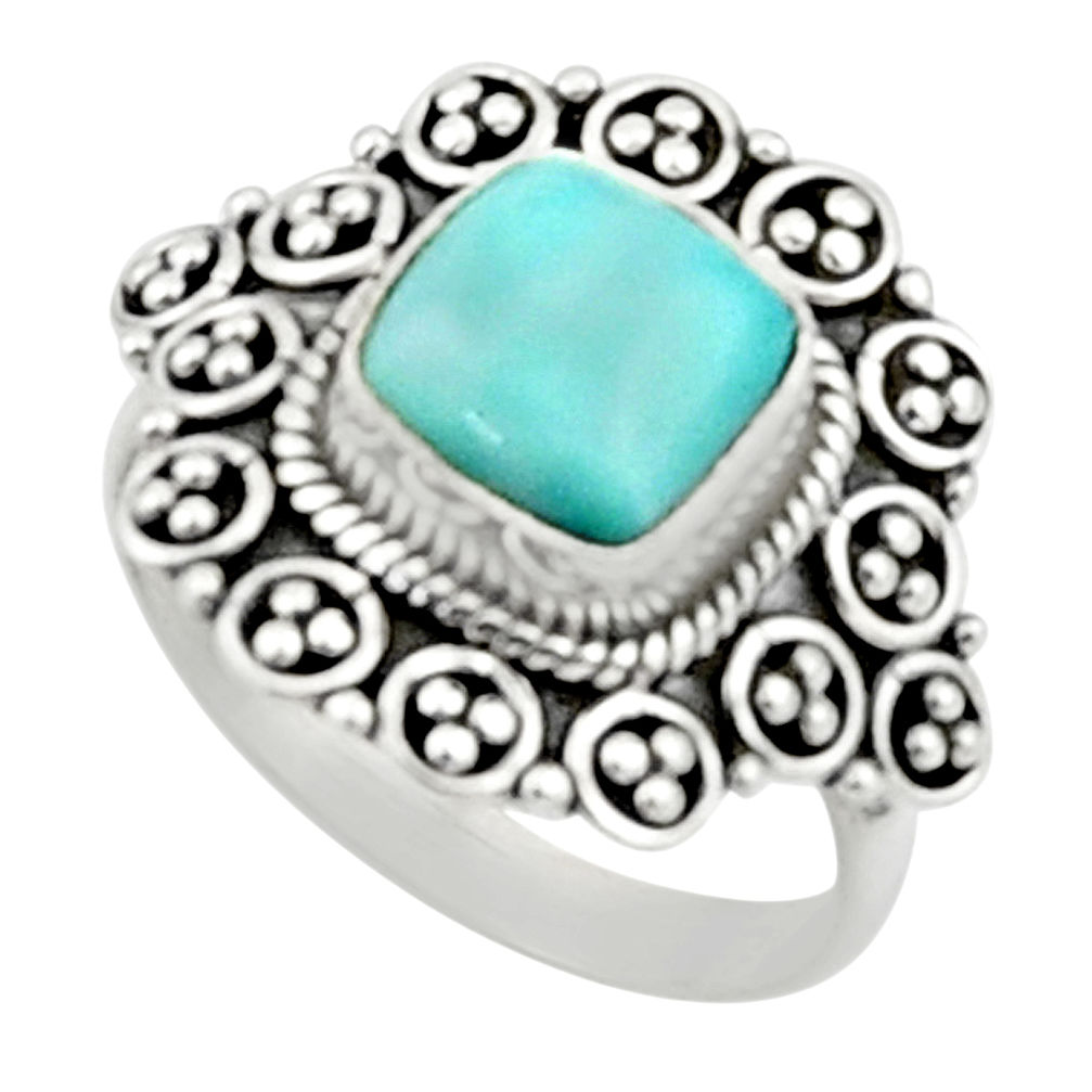 3.35cts natural blue larimar 925 sterling silver solitaire ring size 7 r52418