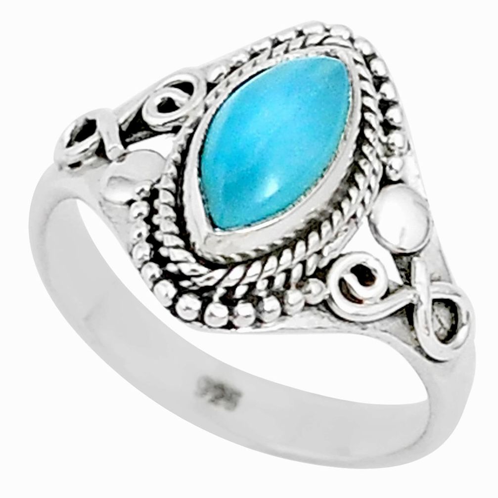 2.35cts natural blue larimar 925 sterling silver solitaire ring size 7 r93804