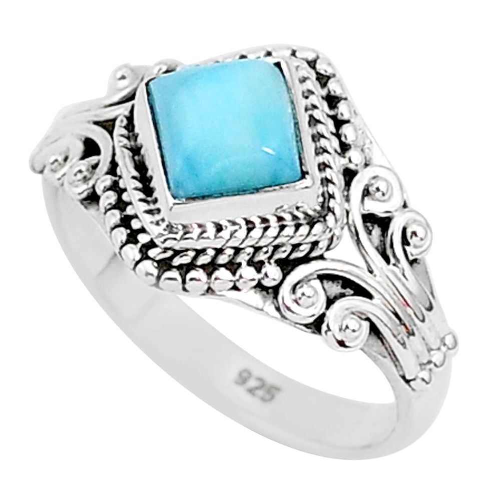 1.29cts natural blue larimar 925 sterling silver solitaire ring size 7 r93809