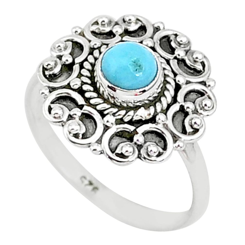 0.76cts natural blue larimar 925 sterling silver solitaire ring size 7 r93816