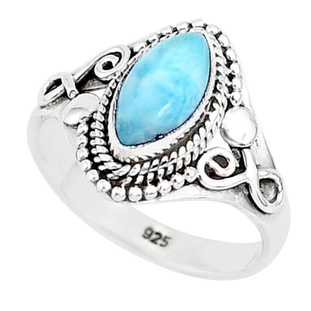 2.43cts natural blue larimar 925 sterling silver solitaire ring size 7 r93823