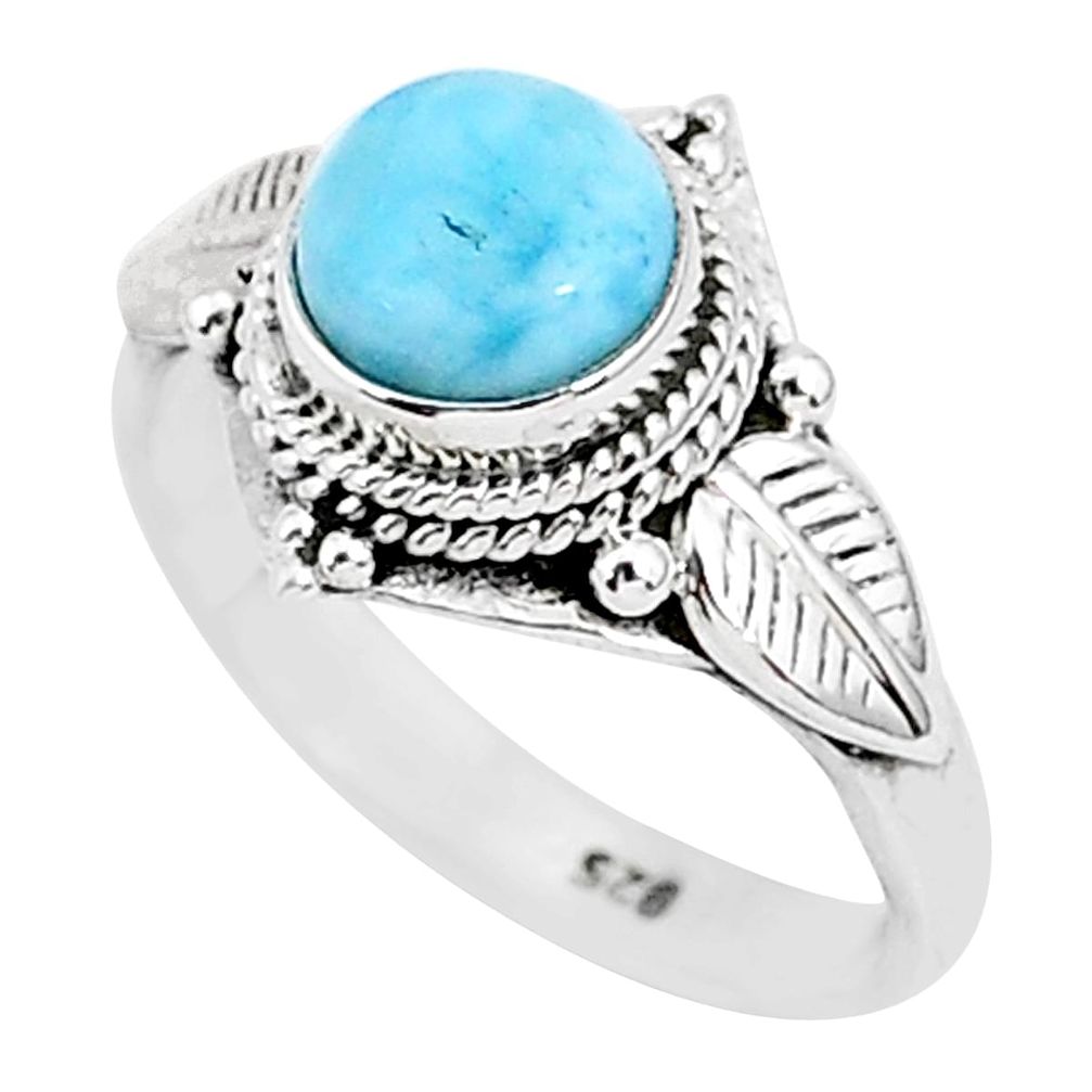 2.42cts natural blue larimar 925 sterling silver solitaire ring size 7 r93828