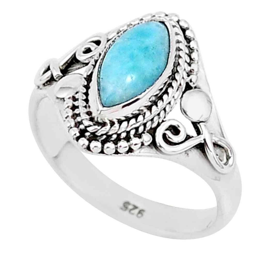 2.72cts natural blue larimar 925 sterling silver solitaire ring size 7 r93838