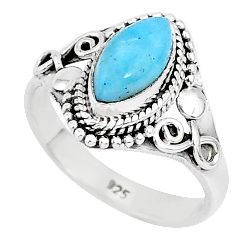 2.53cts natural blue larimar 925 sterling silver solitaire ring size 7 r93853