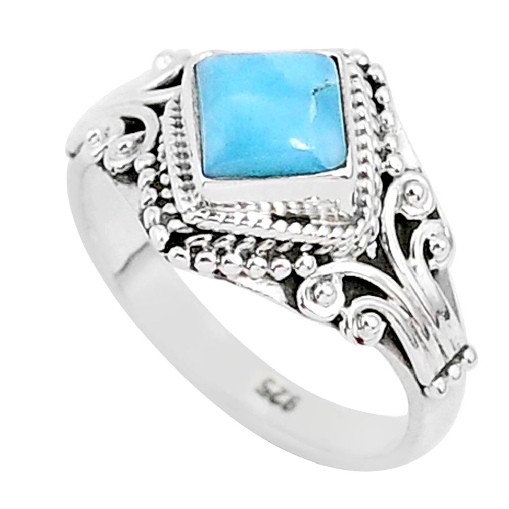 1.30cts natural blue larimar 925 sterling silver solitaire ring size 7 r93855