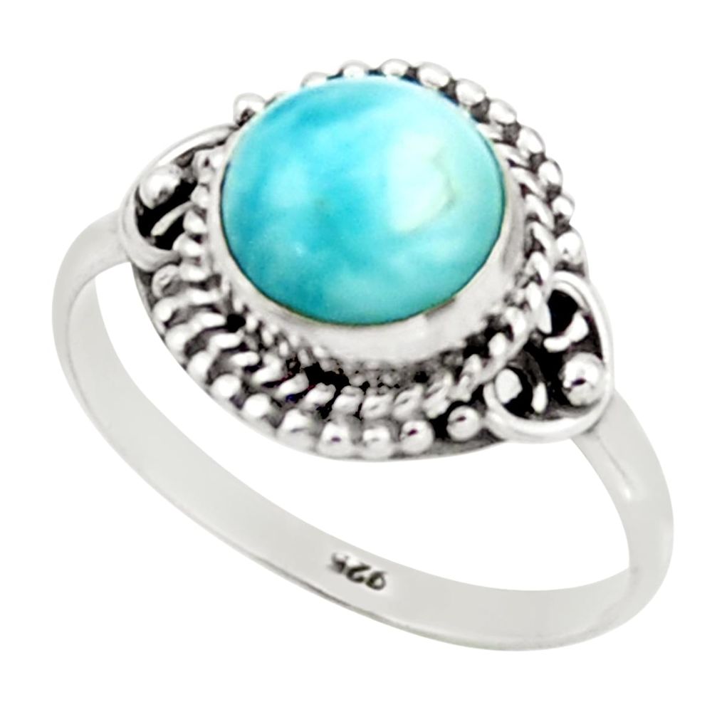 2.86cts natural blue larimar 925 sterling silver solitaire ring size 8 r41406