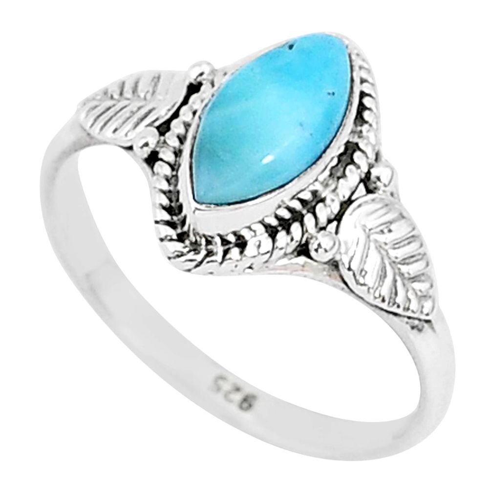 2.55cts natural blue larimar 925 sterling silver solitaire ring size 8 r93806