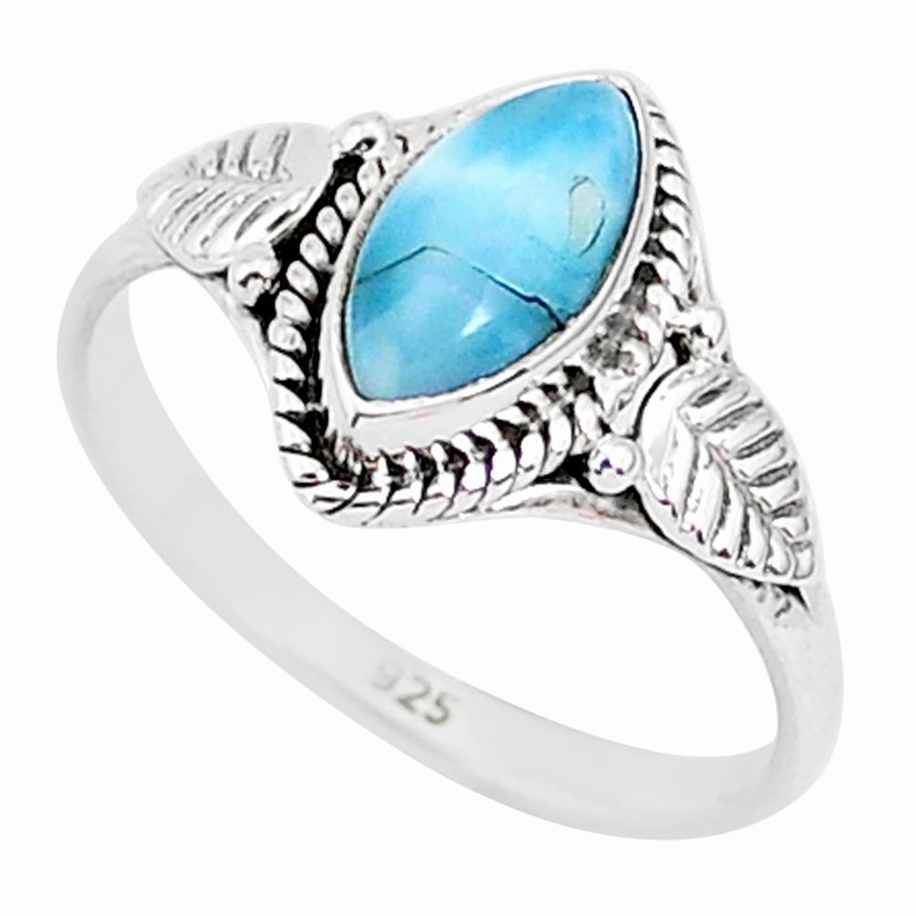 2.36cts natural blue larimar 925 sterling silver solitaire ring size 8 r93840