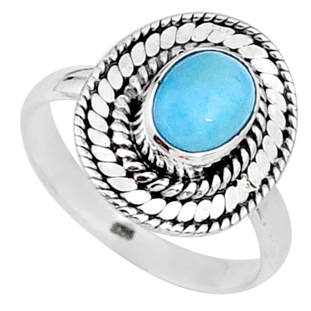 2.02cts natural blue larimar 925 sterling silver solitaire ring size 8 t15911