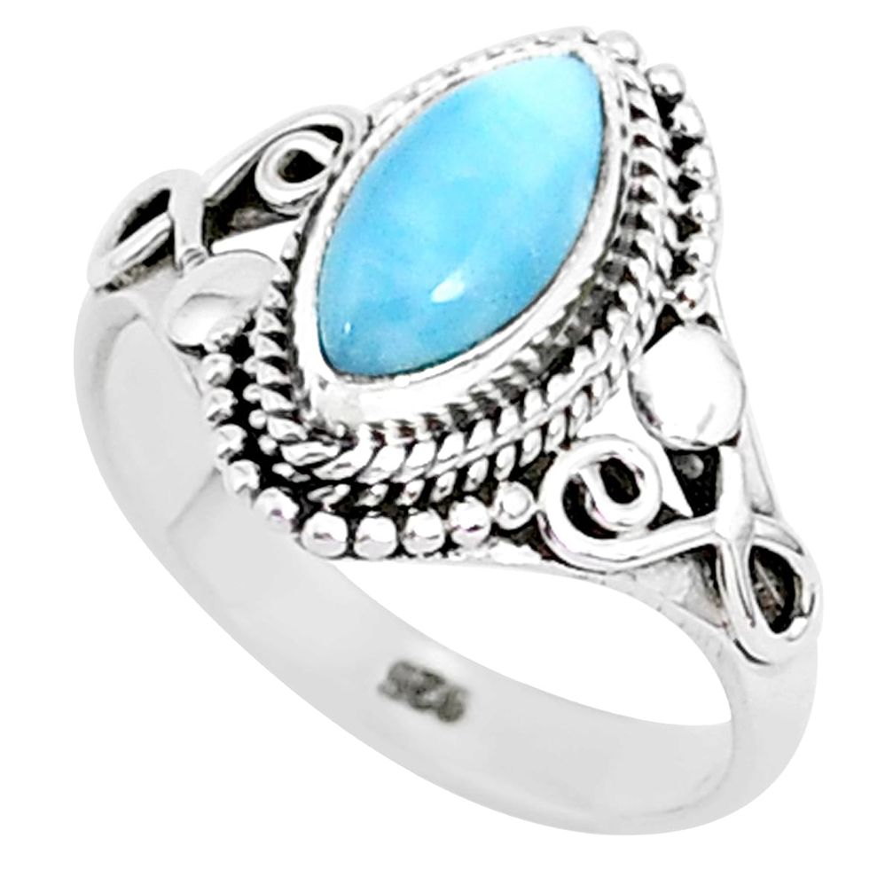 2.53cts natural blue larimar 925 sterling silver solitaire ring size 9 r93833