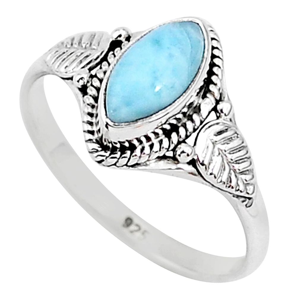 2.42cts natural blue larimar 925 sterling silver solitaire ring size 9 r93845