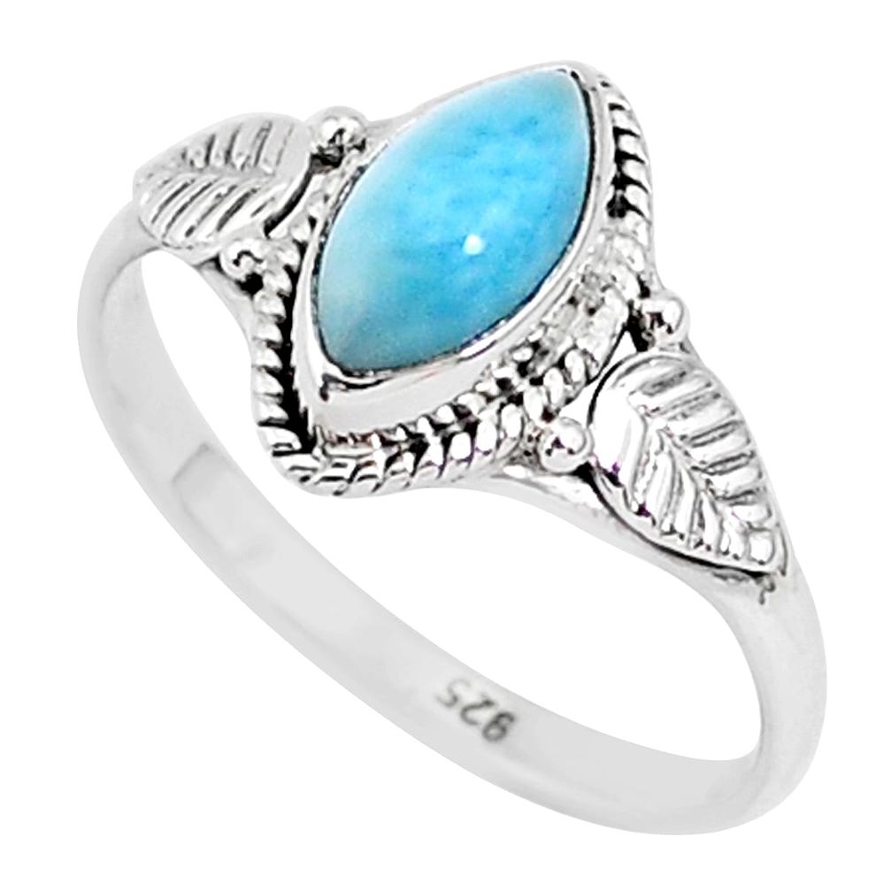 2.37cts natural blue larimar 925 sterling silver solitaire ring size 9 r93857