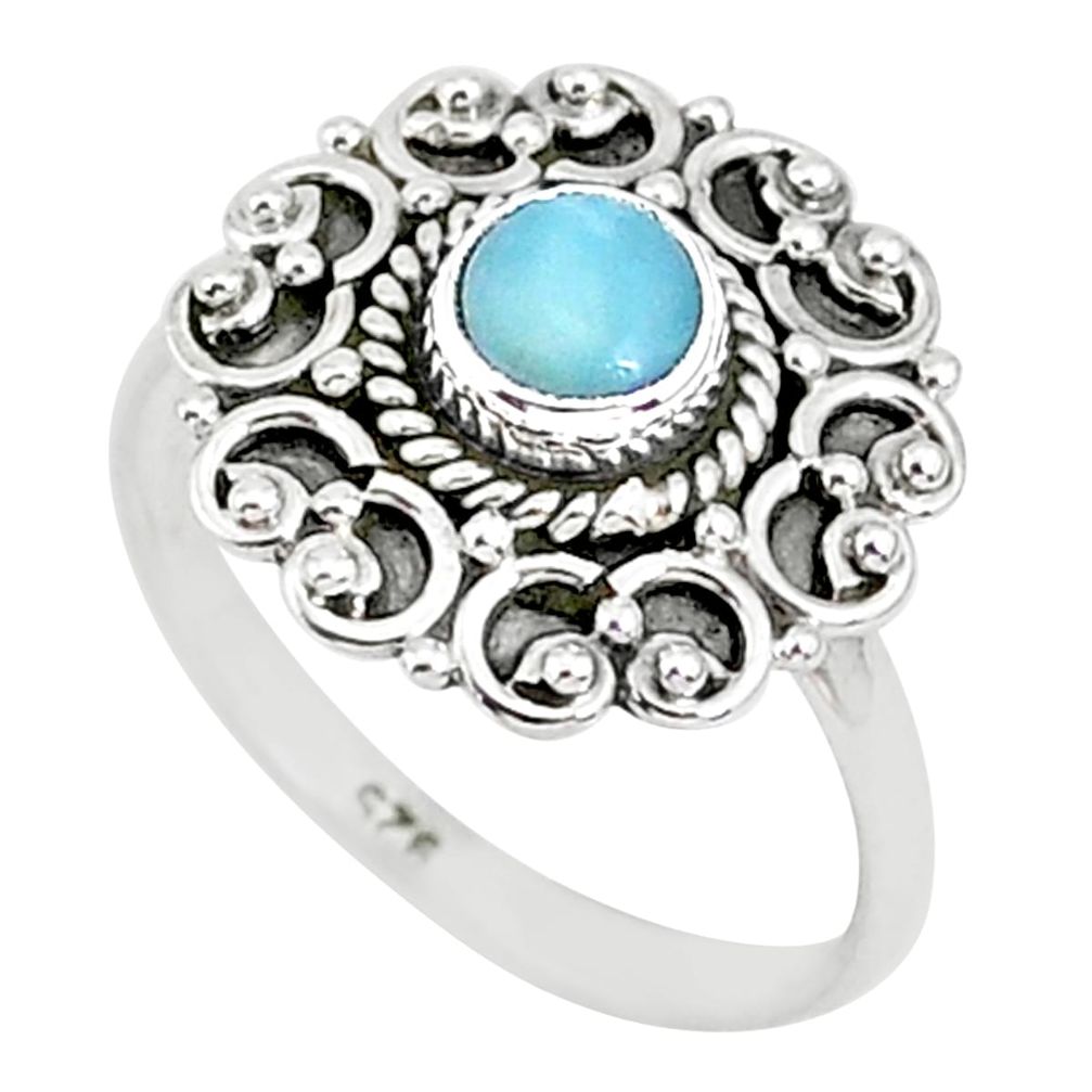 0.81cts natural blue larimar 925 sterling silver solitaire ring size 9 r93858