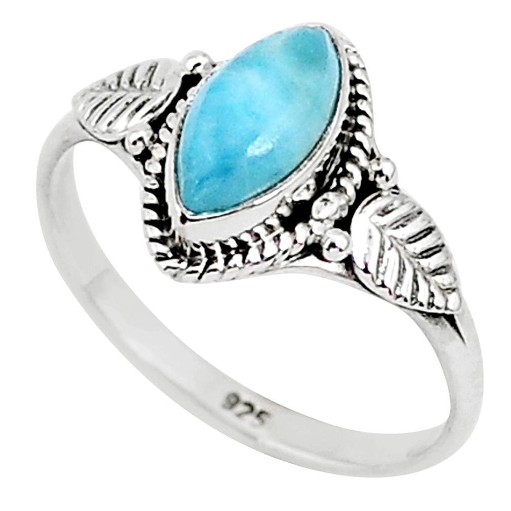 2.60cts natural blue larimar 925 sterling silver solitaire ring size 9 r93870