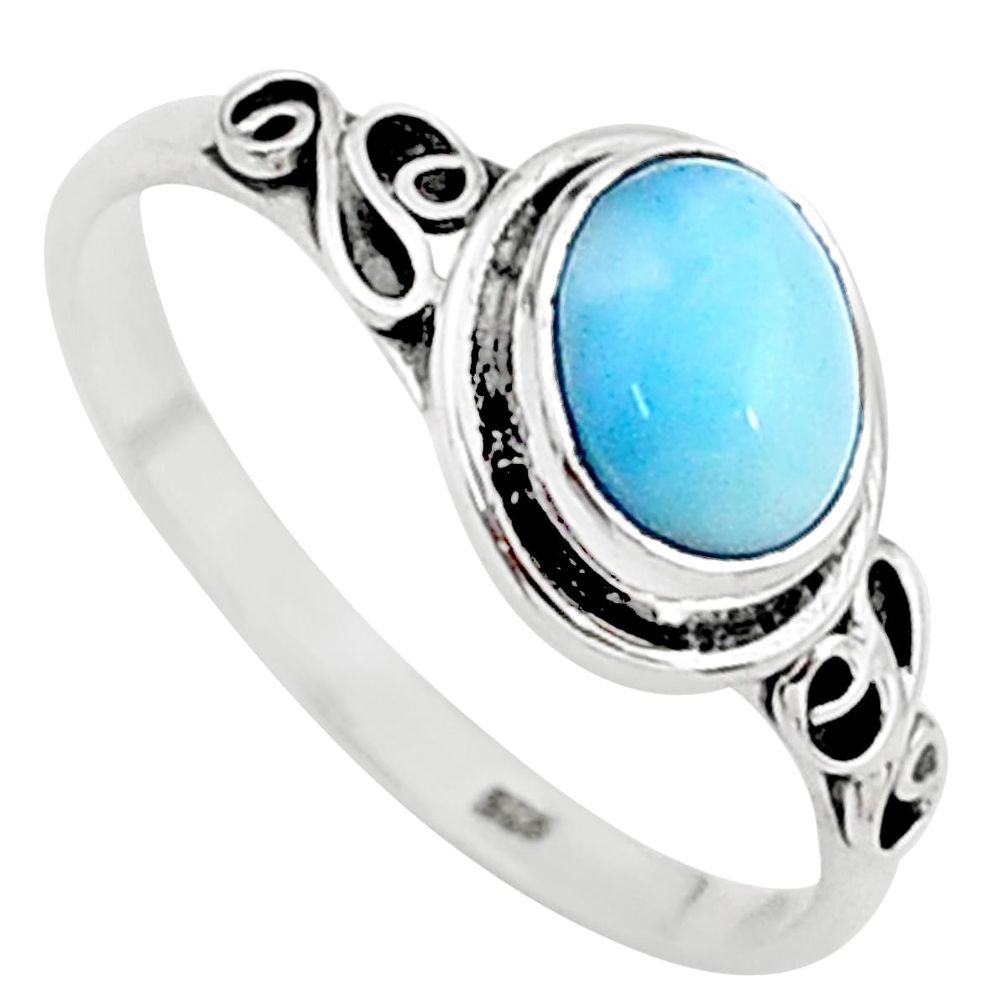 1.99cts natural blue larimar 925 sterling silver solitaire ring size 9 t15910