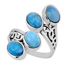6.03cts natural blue larimar oval 925 sterling silver ring jewelry size 7 n37192