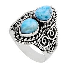 4.36cts natural blue larimar pear 925 sterling silver ring jewelry size 7 y79309