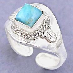 1.12cts natural blue larimar square 925 silver adjustable ring size 8 t88224