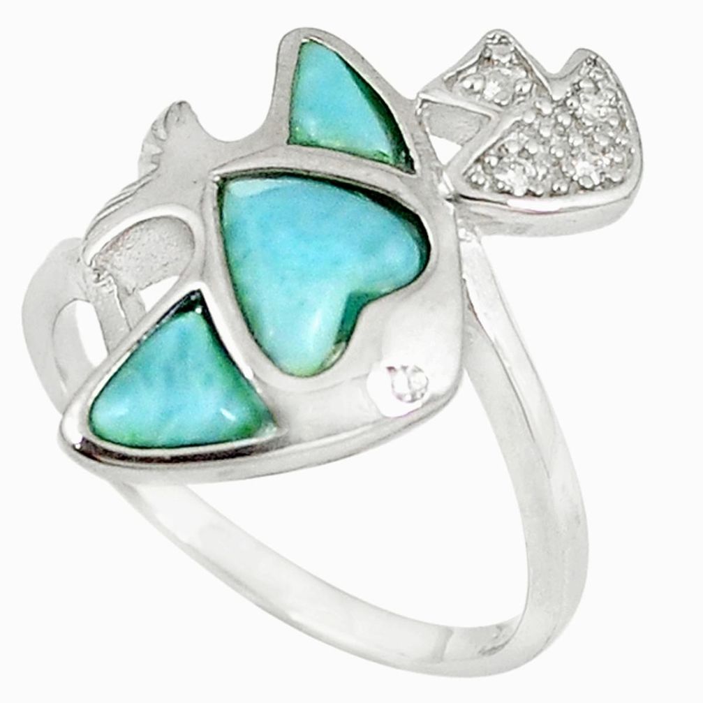 Natural blue larimar topaz 925 sterling silver ring size 9.5 a60701 c15022