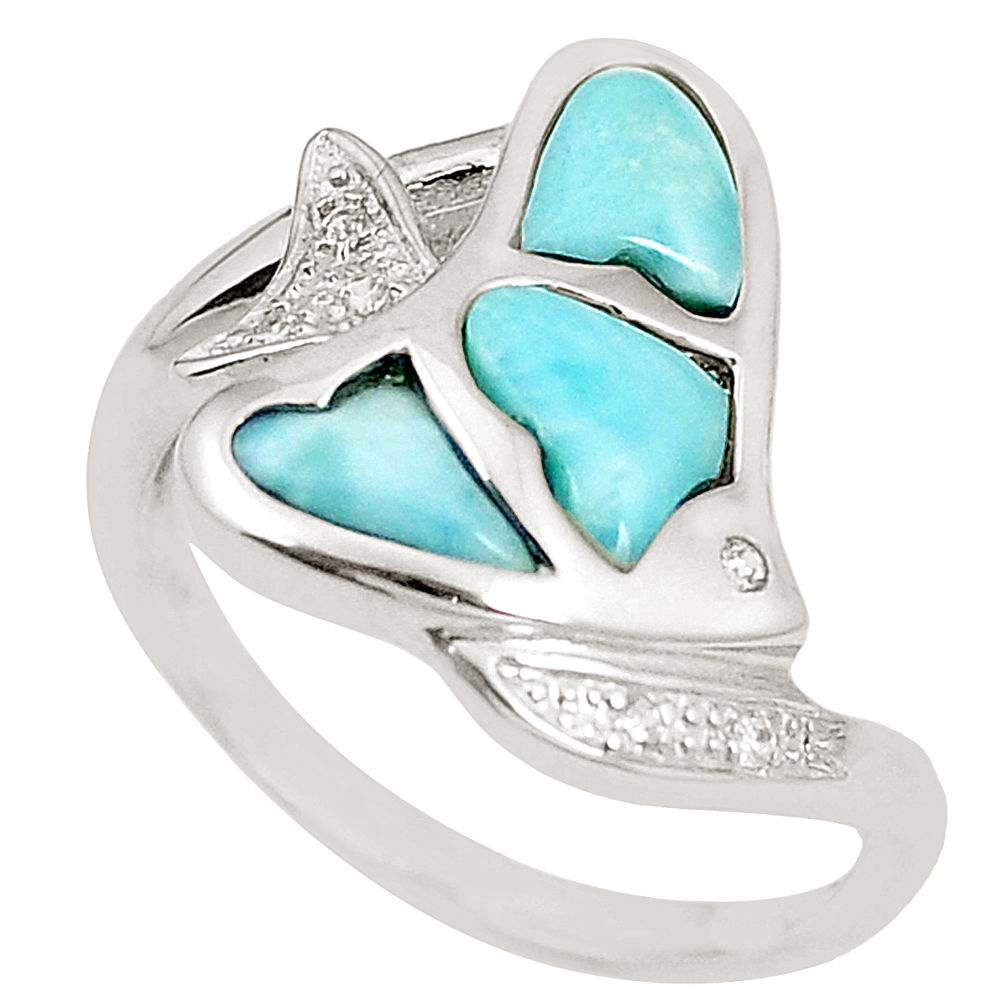 LAB Natural blue larimar topaz 925 sterling silver ring jewelry size 9 a76486 c15101